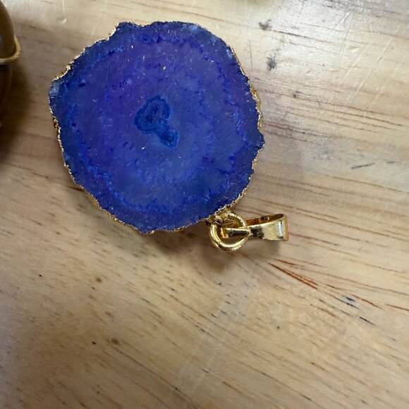 Natural Stone Pendant Lot With Wire Wrapping, Boho, Gypsy, Craft, DIY, Eclectic - Picture 6 of 8